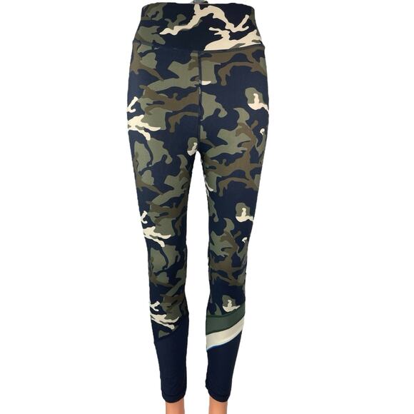 The Upside Navy Green Camo Camouflage High Waist Workout Ankle Leggings Pants 6 - Picture 1 of 7